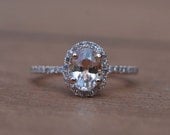 2.2ct Oval champagne peach sapphire diamond ring 14k rose gold