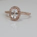 Oval white sapphire diamond ring 14k rose gold