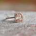 Cushion peach champagne sapphire in 14k rose gold diamond ring
