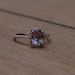 Cushion 14k rose gold diamond ring with a color change sapphire