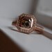 Reserved -1ct VS2 Asscher cut Cognac diamond ring 14k rose gold-1st payment