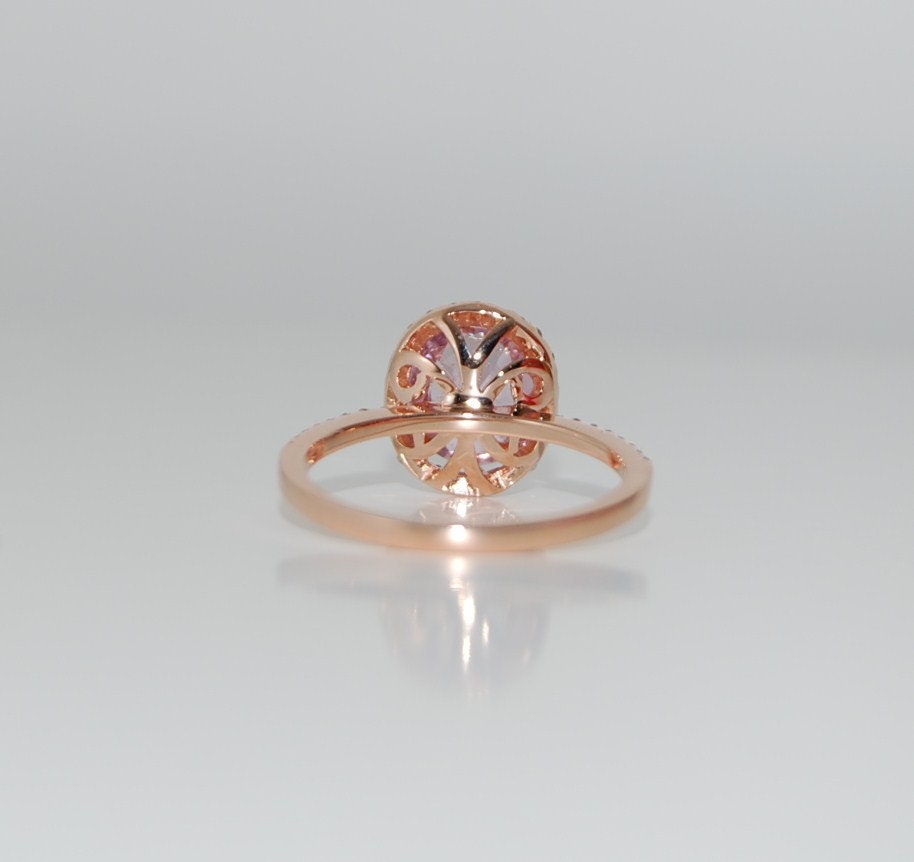 2.2ct oval lavender  peach champagne sapphire in 14k rose gold diamond ring-on hold