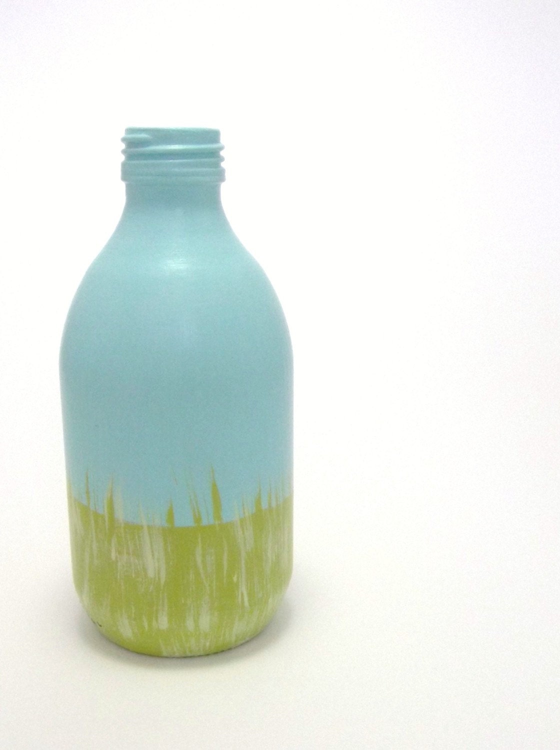 chicken with tulips painted glass bottle