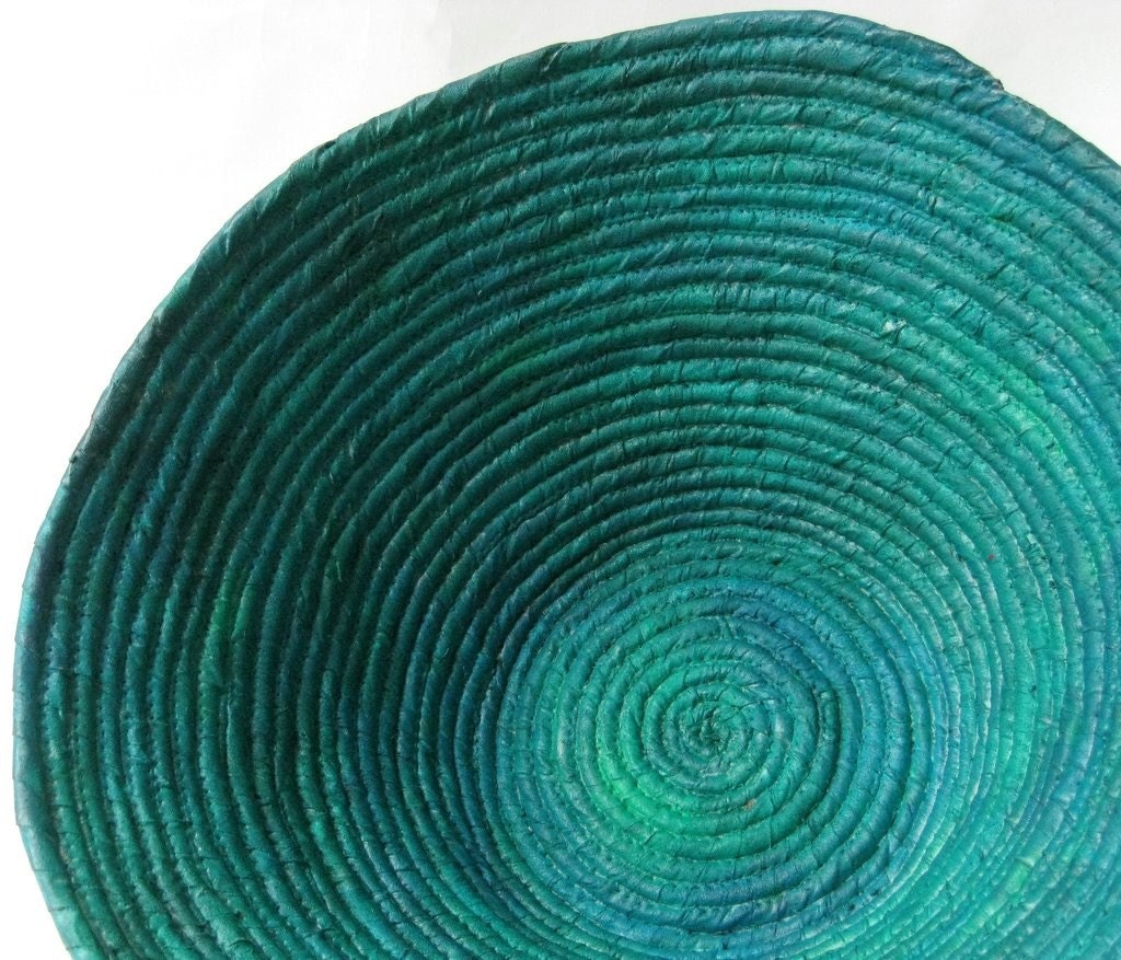 Large green coiled contemporary bowl