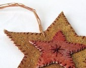 Ornament star felted country style embroidered Christmas