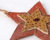 Country christmas star ornament rustic embroidered painted (s)