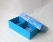 Box oblong blue gray fabric lined danish
