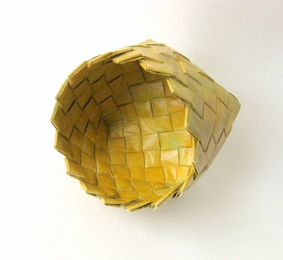 Basket hand woven ocra golden unique