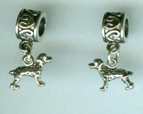 Sterling DALMATION Dog Bead Charm for Trollbead, European, and All Name Brand Add a Bead Charm Bracelets - 3D