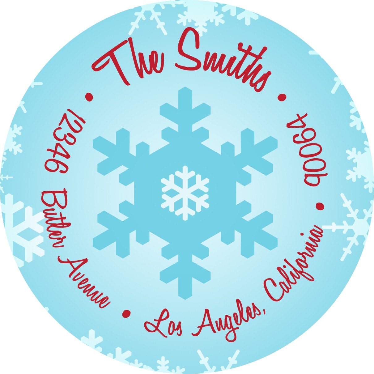 Snowflake Winter Wonderland Holiday Address Labels - Circle Stickers