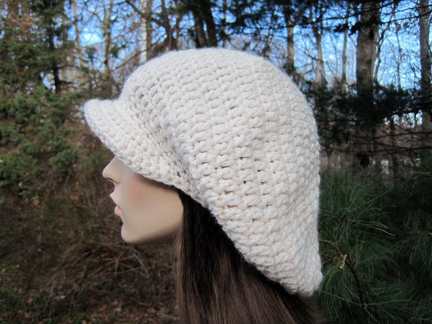 Crochet Hat Womens Slouchy Hat Teen Hat Crochet Newsboy Hat Newsboy Cap Womens Beret  Ivory Fall Fashion