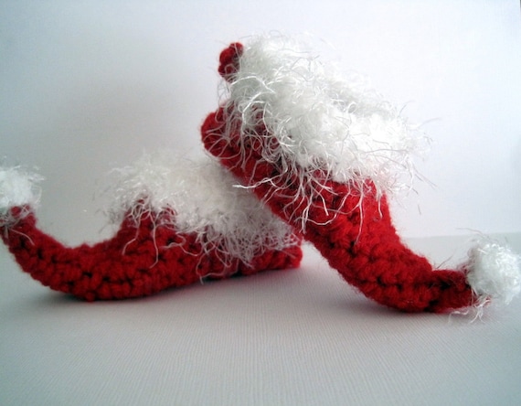 Crochet Elf Slippers Baby Booties Christmas Booties Santa Booties Elf Booties Boy Girl Cyber Monday Newborn Infant Photo Prop Red White