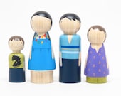 SALE Fair Trade- "The Saturday Family"  Children Toys Wooden PEG DOLLS Set of Hand-Painted Wooden Dolls Modern Doll House