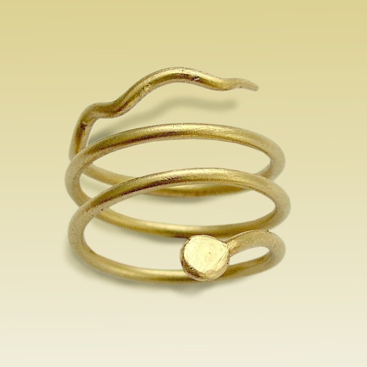 14K gold filled wrapped spiral band - Night crawling