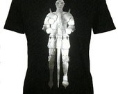 CLEARANCE SALE Men's Organic Medieval Knight in Armor Shirt, Silver Foil