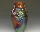 Jewel Colored Glossy Grape Raku Vase