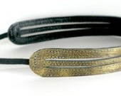 Leather Headband Reversible Gold and Black