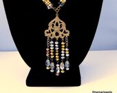 Vintage Inspired Metallic Beaded Silver and Gold Statement Necklace