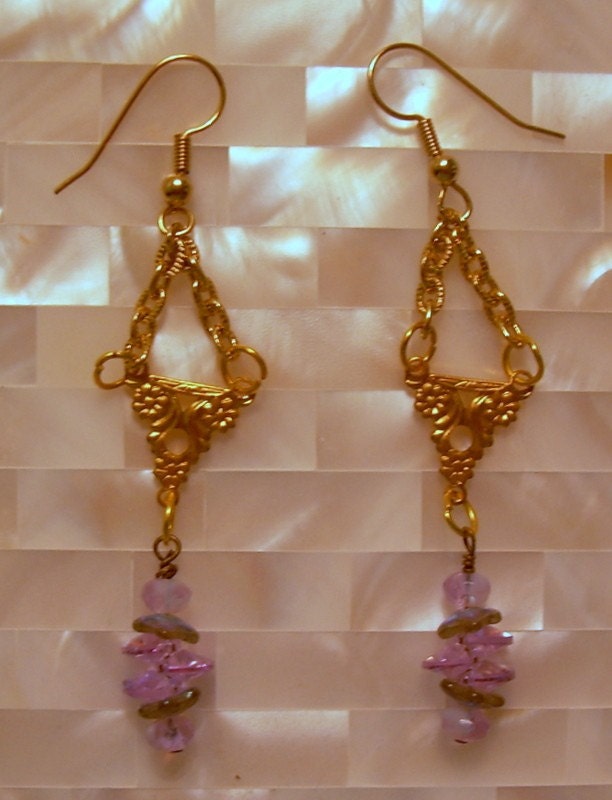 Art Nouveau Dainty Purple Earrings