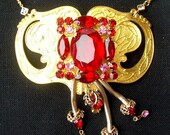 Red Hot Ruby Art Nouveau Necklace