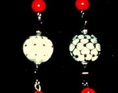 Red, Black White Earrings