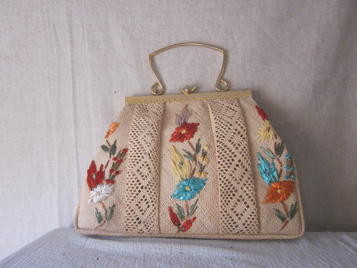 Reserved - Vintage Summer Woven Tote Bag - Party Purse - Natural Clutch - No 2