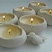 Porcelain Votive Soy Candles, Set of 6 Eggs with Porcelain Bird