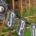 Reserved for Stephanie Vintage Halloween Inspired SPOOKY Banner Garland Victorian Paper Rosettes Crow RAVEN Grey and Black damask