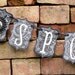 Reserved for Stephanie Vintage Halloween Inspired SPOOKY Banner Garland Victorian Paper Rosettes Crow RAVEN Grey and Black damask