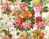 Victorian Roses, Flowers Digital Collage Clipart Sheet
