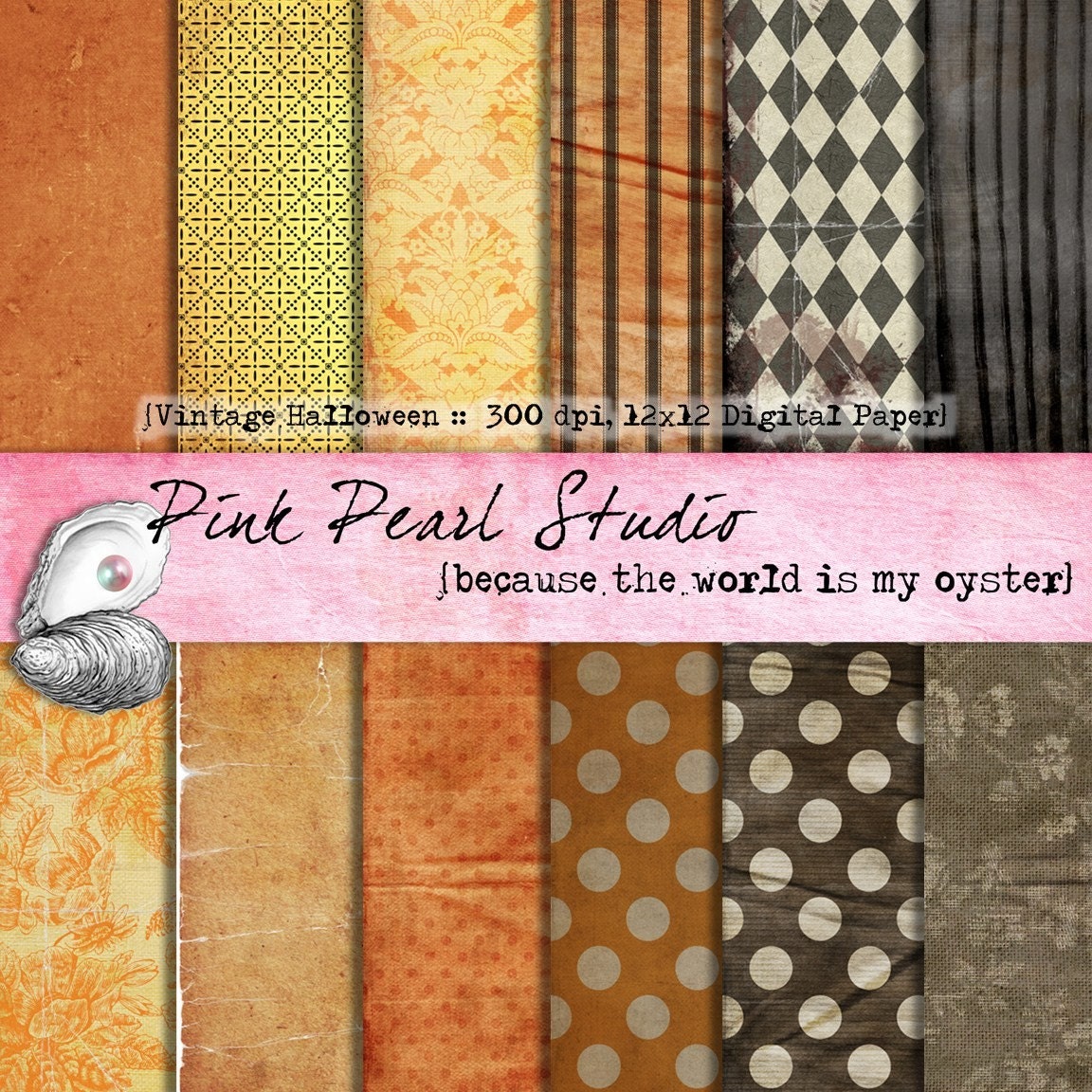Vintage Halloween Digital Paper Pack 12x12...Scrapbooking, Crafts and Cardmaking