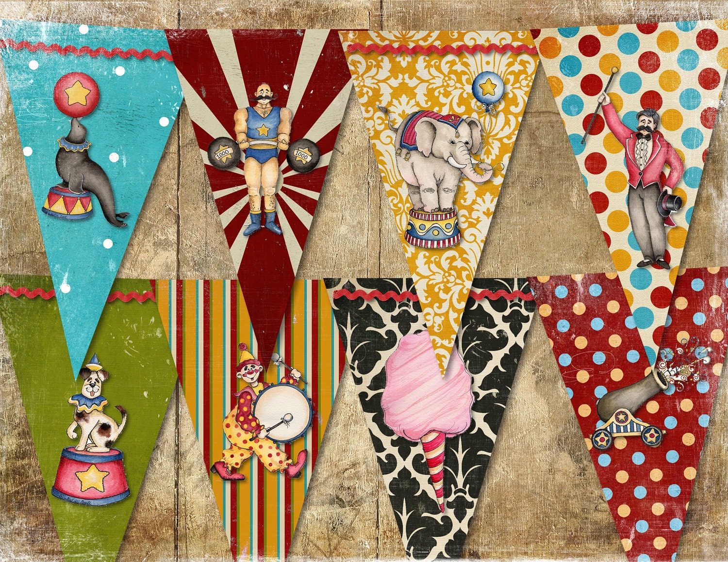 CIRCUS BIRTHDAY Banner Vintage Retro /  Easy DIY Digital Printable File