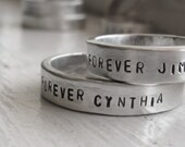 Wedding Band Set - Rustic personalized wedding  rings