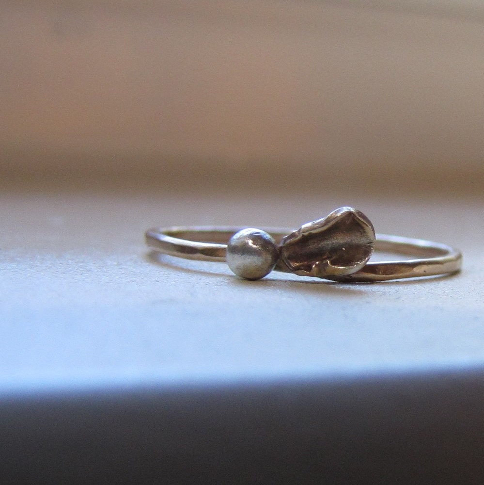 Rustic 14k Gold Floral Stacking Ring