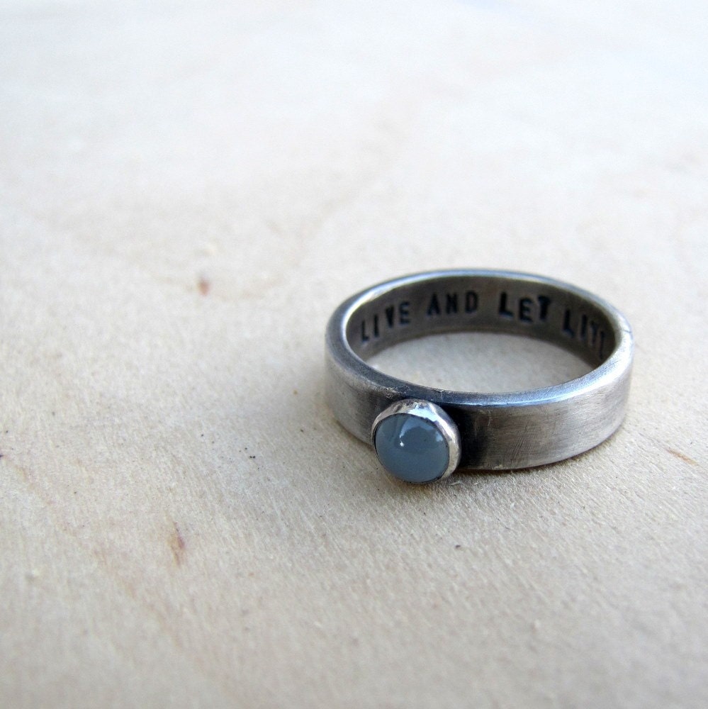 Rustic personalized sterling birthstone ring - tinahdee