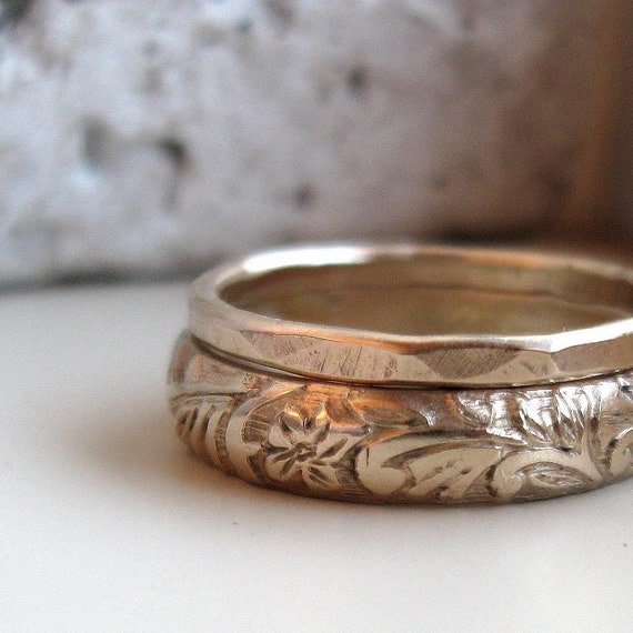 Stacking Rings Handmade Earthy Gold-Fill for Weddings