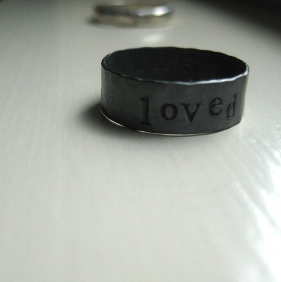 Sterling Silver Rustic Mens Ring Personalized