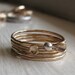Bud blossom and leaf gold filled stacking rings set