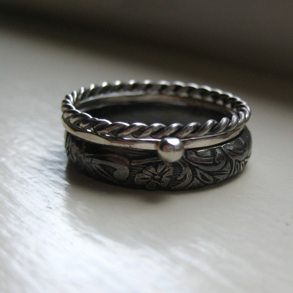 Dark Silver Stacking Rings