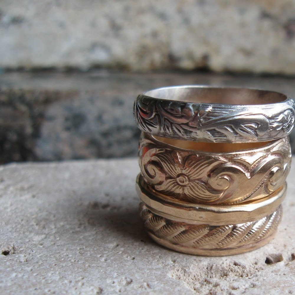 Rustic sterling renaissance wedding band