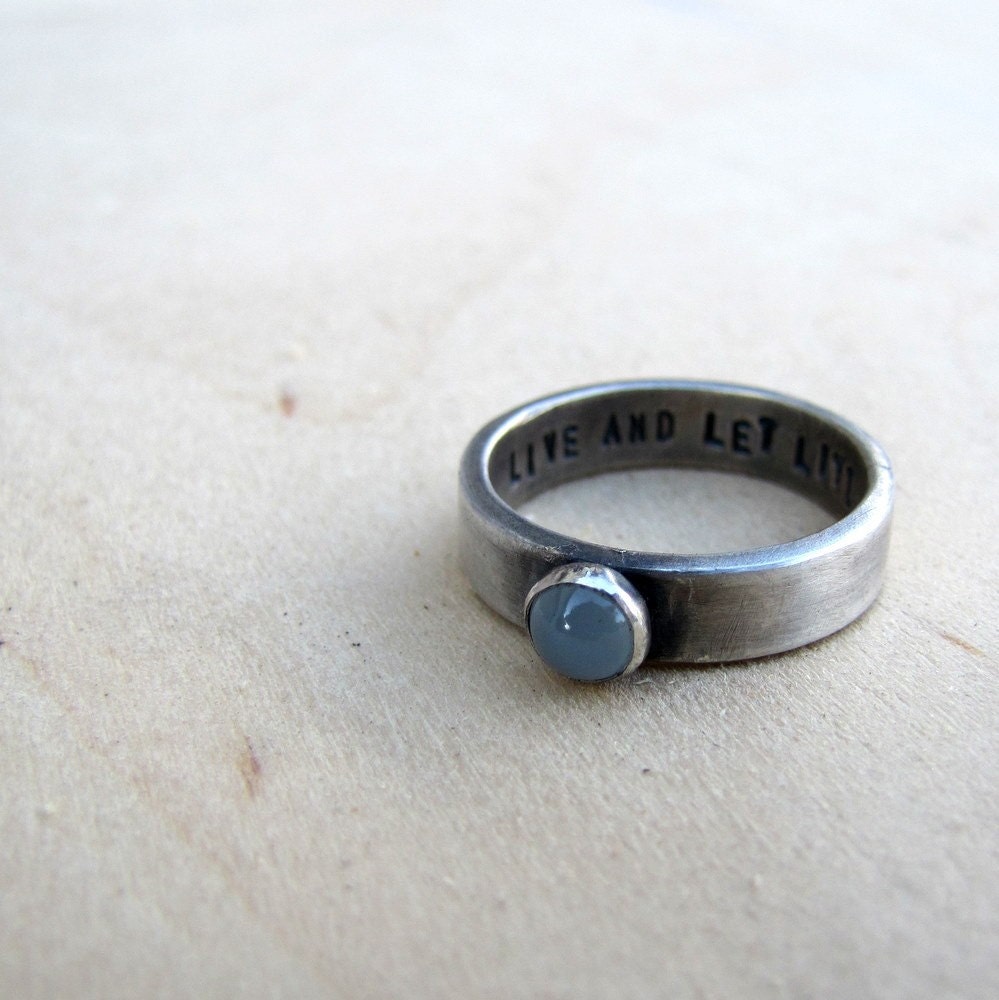 Rustic personalized sterling birthstone ring