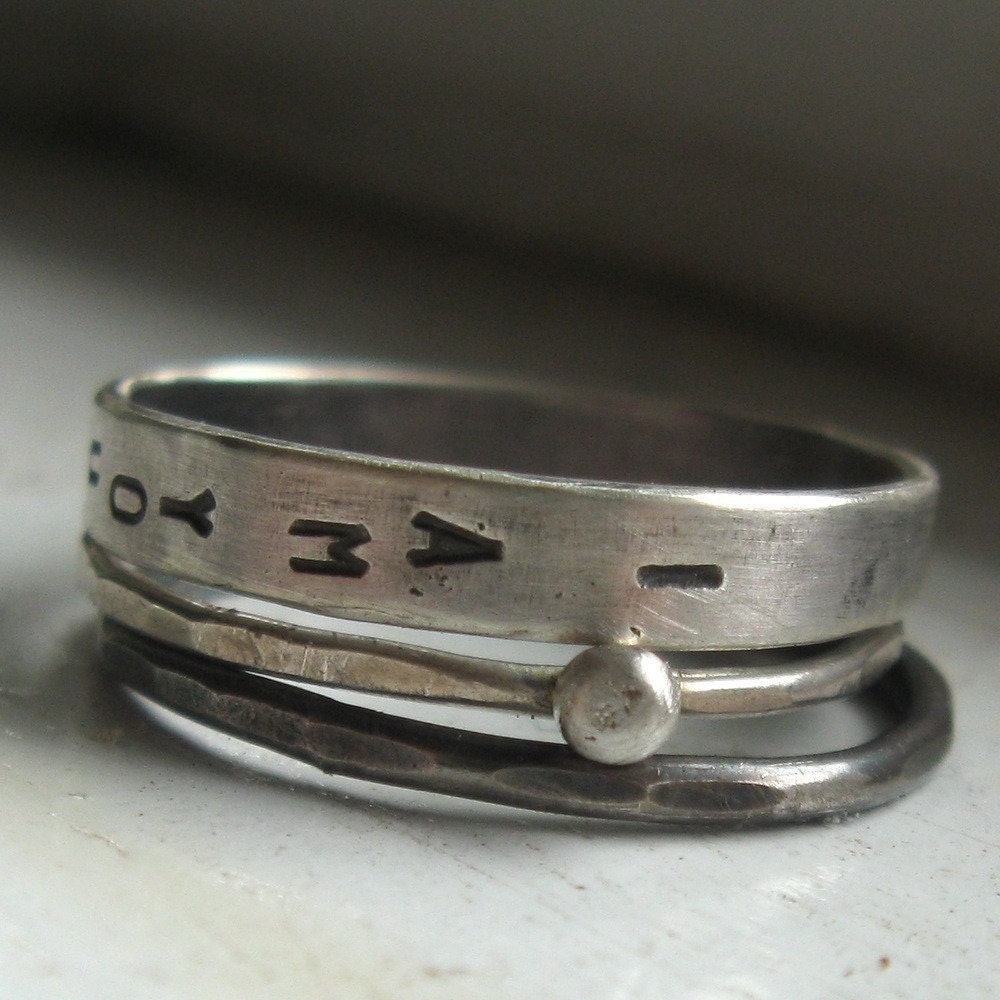 Stacking Rings - Rustic Silver Personalized Promises
