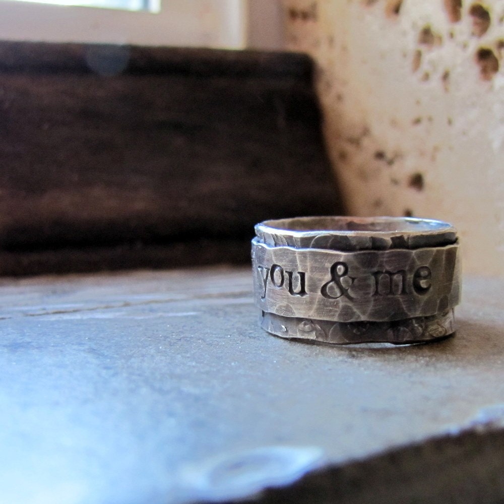 Rustic Spinner Ring - personalized