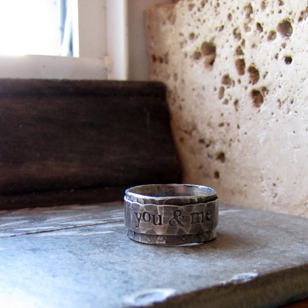 Rustic Spinner Ring - personalized