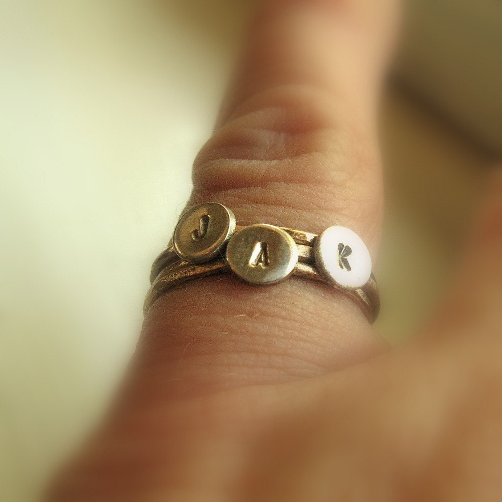 Solid gold and sterling initial rings