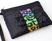 Rainbow Leopard Ruffle Clutch