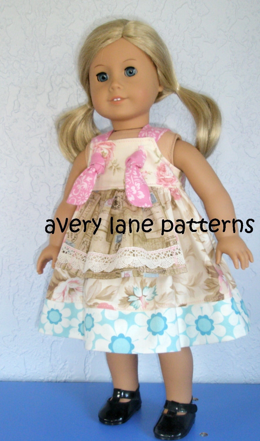 Apron Knot Dress Boutique Sewing Pattern for doll by Avery Lane for 15 inch dolls PDF Pattern Patron email delivery