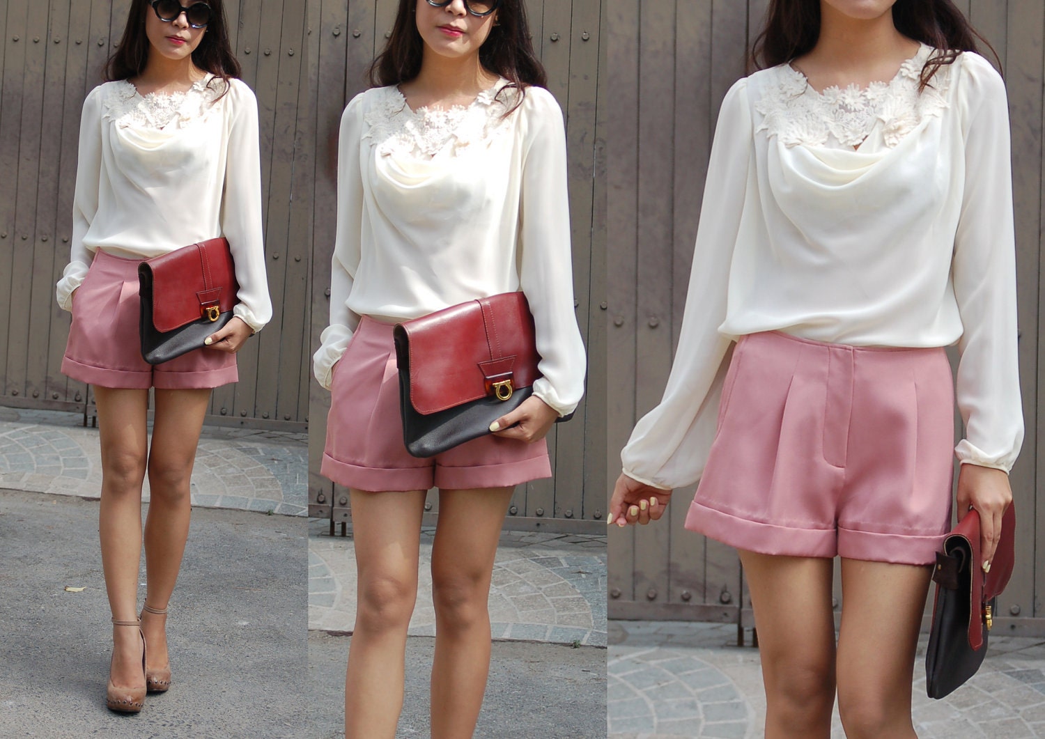 SALE Lace blouse chiffon S/M romantic longsleeves wedding bridesmaids
