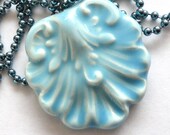 Blue Acnathus leaf design Pendant Necklace Focal Bead