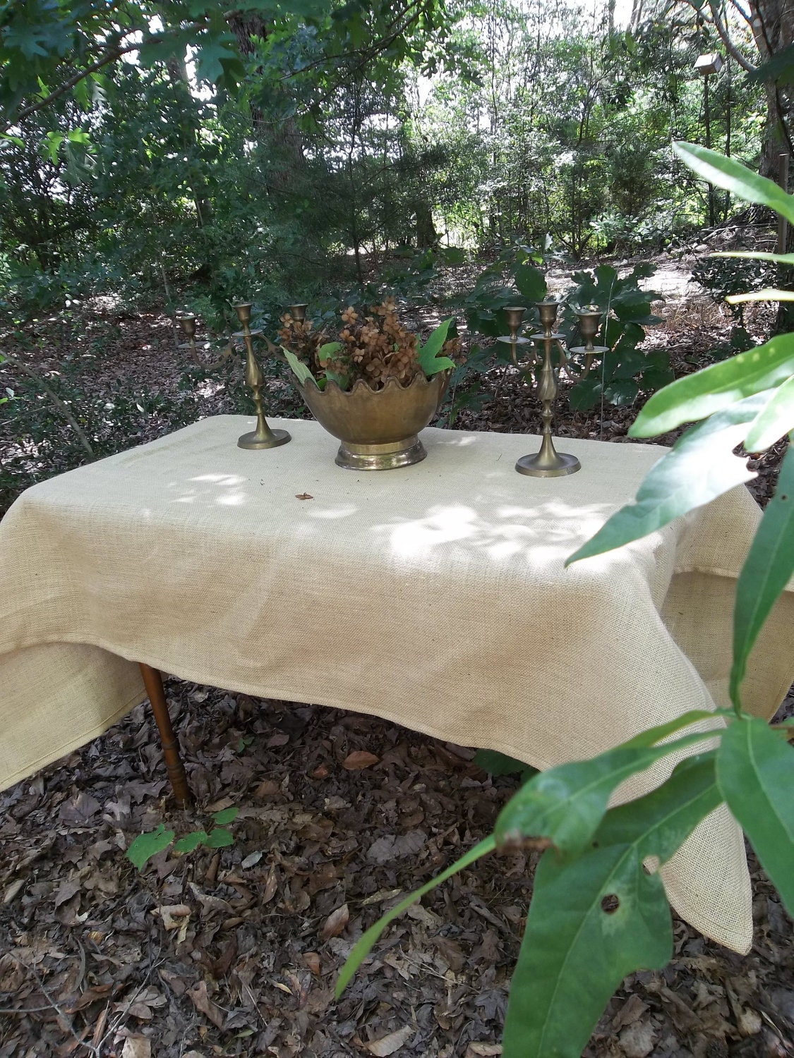 Burlap Tablecloth Handmade Rustic Wedding Decor Table Settings Dining Entertaining French Country Farmhouse Pottery Barn Style 40"x80" table